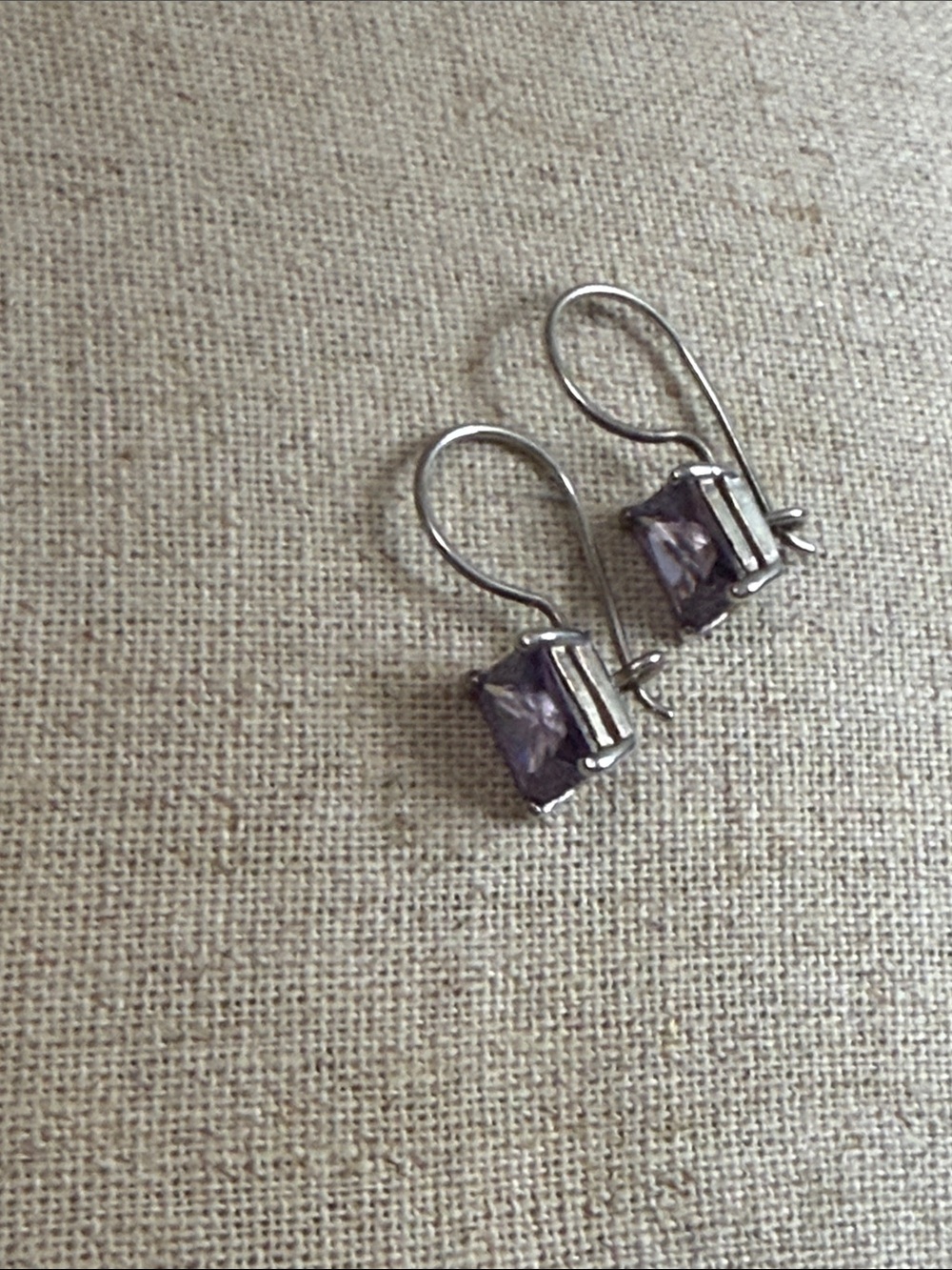 Sterling Silver Purple Stone Drop Earrings 925
